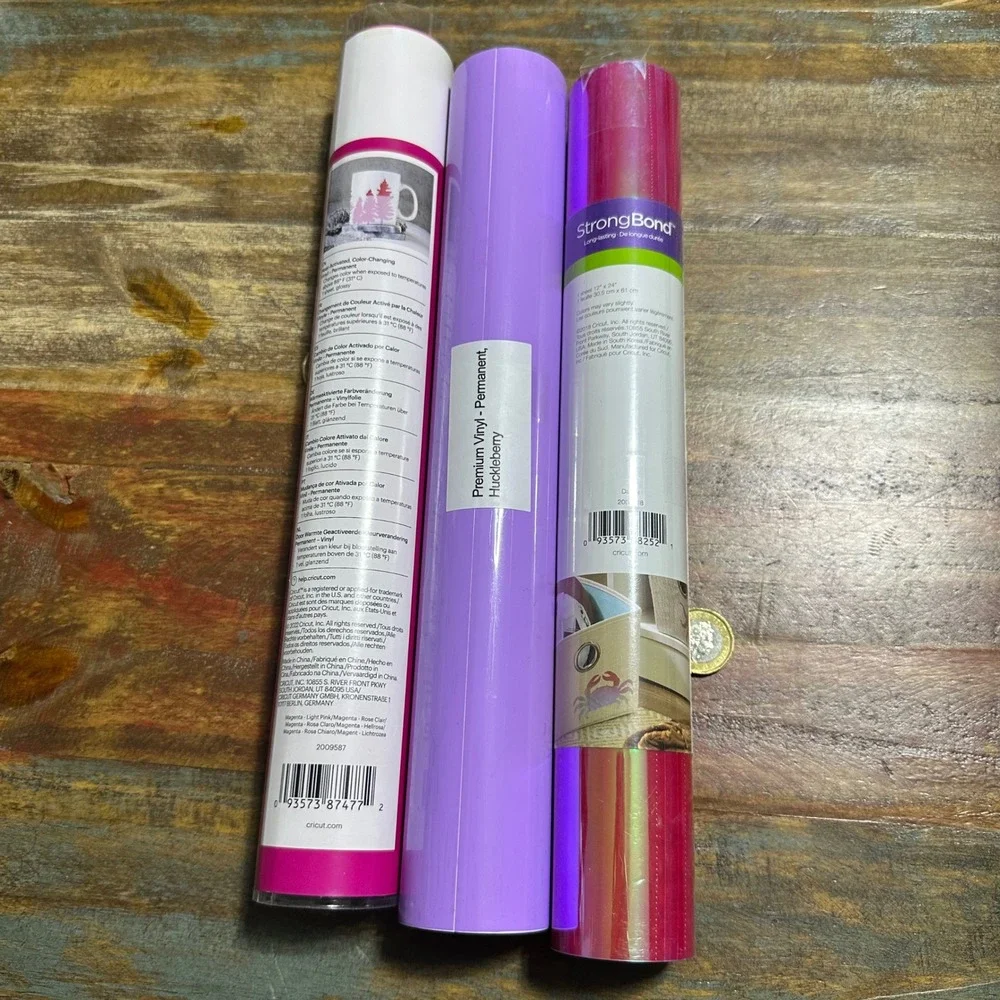 Cricut Vinyl Lot Heat Activated Magenta Huckleberry Dahlia Holographic Iron-On
